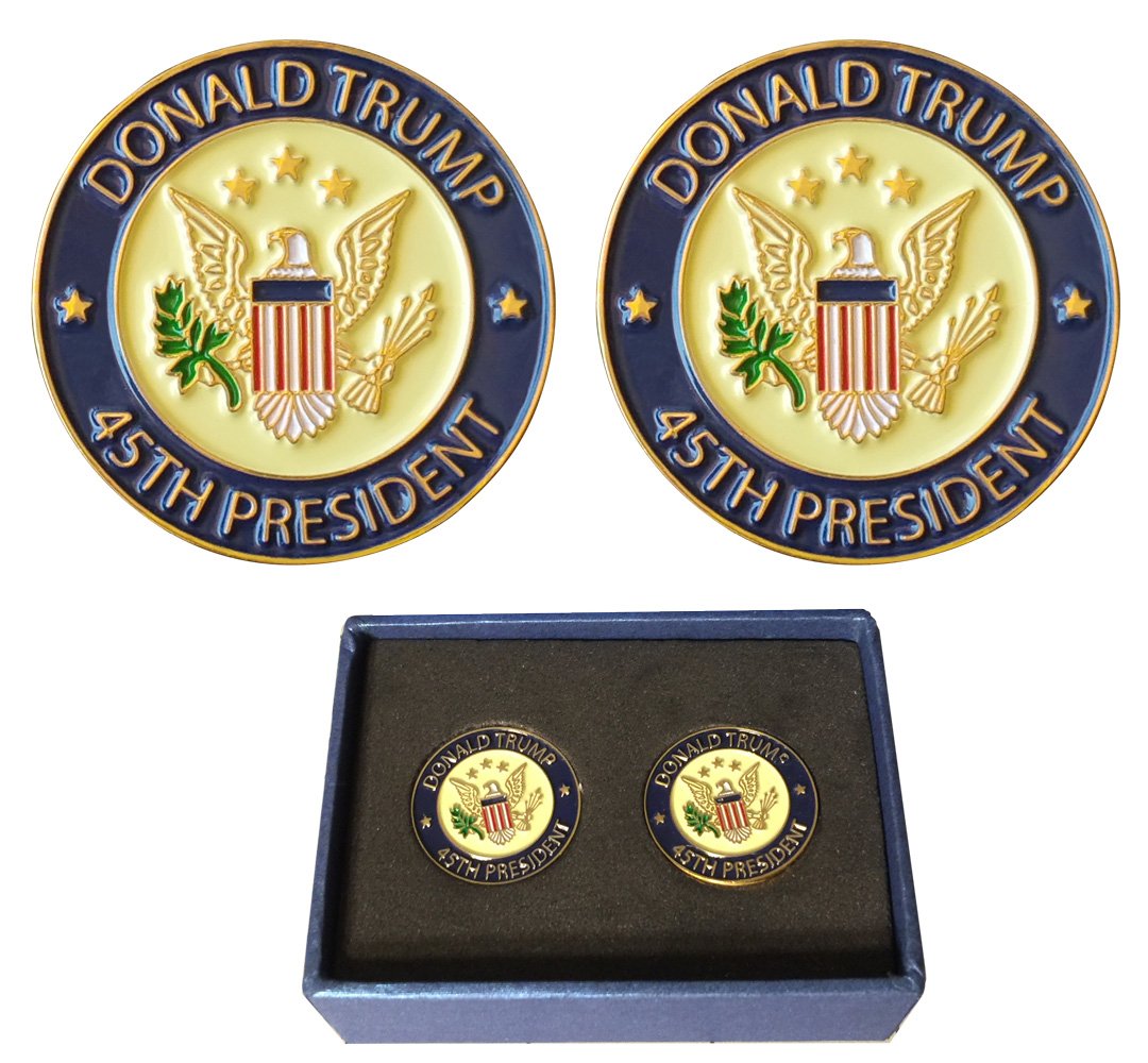 Donald Trump 45th President Lapel Pin Hat Tac, Trump Pin with GiftBox, Pack of 2 Pins, White House Presidential Souvenir and Collection