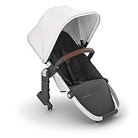 UPPAbaby RumbleSeat V2+ Second Lower Seat/Compatible with Vista 2015-2019 and Vista V2 / Adapters, Bumper Bar, Bug Shield Included/Bryce (White Marl/Silver Frame/Chestnut Leather)