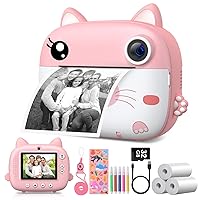 Kids Camera Instant Print,2.5K Digital Video Instant Print Camera for Kids, Selfie Toddler Cameras Print Paper & 32G Card, Christams Birthday Gifts for Girls Boys Age 3-12