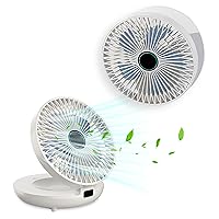 Mini Desk Fan, Dual-Use Usb Table Fan with 3 Speedsng Airflow, Rechargeable Wall Hanging Fan, Portable Cooling Fan with Ultra-Quiet, 90° Degree Foldable Desk Fan for Home Kitchen Car/White