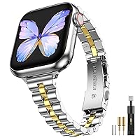 MioHHR Slim Metal Bands Compatible with Apple Watch Ultra 2 1(49mm) Series 9/8/7(41mm),Series SE 6/5/4(40mm 44mm),Series 3/2 /1(38mm 42mm), Thin Stainless Steel Chain Strap for Women iWatch Band