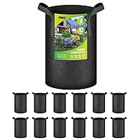 iPower 12-Pack 3 Gallon Grow Bags Heavy Duty Thickened Aeration Nonwoven Fabric Pots with Nylon Handles, for Planting Vegetables, Fruits, Flowers, Black