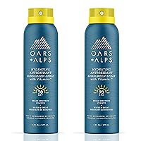 Oars + Alps Hydrating SPF 70 Sunscreen Spray, Infused with Vitamin C and Antioxidants, Water and Sweat Resistant, 6 Oz, 2 Pack