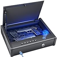 Gun Safe,Biometric Gun Safes for Pistols with 36 Months Standby Time,Handgun Safe for Storage in Drawers/Wall-Mounted/Bedside/Car,Quick Access to Unlock with Fingerprint