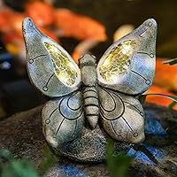 Garden Statue Butterfly,Solar Butterfly Decor for Outdoor,Resin Butterfly Figurine with Solar Light for Patio,Balcony,Yard,Lawn Ornament,Perfect Garden Gift