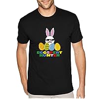 Men's Eggspert Hunter Video Game Bunny Easter Spring Holiday Crewneck Short Sleeve T-Shirt