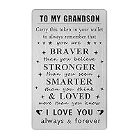 To My Grandson Gifts from Grandma Grandparents - Grandson Birthday Wallet Card Gifts - Engraved Wallet Insert for Birthday Wedding Fathers Day