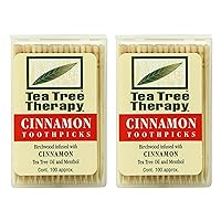 Tea Tree Therapy Toothpicks Cinnamon - 100 Toothpicks - Pack of 2
