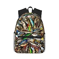 Fishing Bait Print Backpacks Casual,Pacious Compartments,Work,Travel,Outdoor Activities Unisex Daypacks