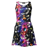 Insanity Clothing Travelling Through Space Galaxy Space Ship Planets Sleeveless Skater Dress