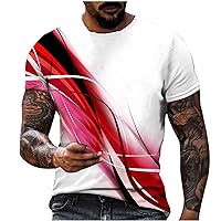 Summer Top for Men 2024 Fashion 3D Graphic Tee Shirts Short Sleeve Round Neck Casual Slim Fit Sport Athletic T-Shirt