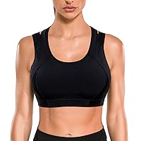 High Impact Sports Bras for Women Adjustable Racerback Yoga Bra Full Coverage Wirefree Support Padded Workout Bra