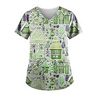 Women's Blouses Dressy Casual 3D Embroidery Christmas Print T-Shirt Casual Plus Size Top Pullover Blouse, S-5XL