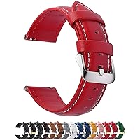 Fullmosa 18mm Leather Watch Bands Compatible with Garmin Vivoactive 4S/Vivomove 3S/Active S/Venu 2S/Move 3S, Huawei Watch 1st,Red