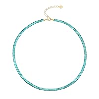 Aobei Pearl Turquoise Choker Necklace Gold Hematite Beaded Tiny Dainty Minimalist Jewelry for Women 15’’