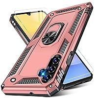 for Samsung Galaxy A15 Case with Screen Protector, Military Grade Rugged Shockproof Heavy Duty Shell A15 5G Protective Cover for Samsung A15 Magnetic Ring Kickstand Phone Case (Pink)