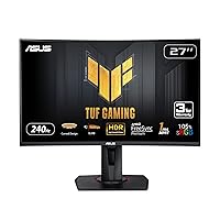 ASUS 27” 1080P TUF Gaming Curved HDR Monitor (VG27VQM) - Full HD, 240Hz, 1ms, Height Adjustable, Black