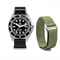 San Martin Dive Watches for Men SN0123G + 20mm Hook and Loop Fasteners One Piece Watch Band Green