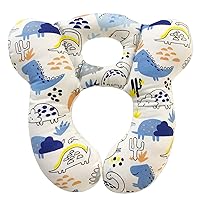 Baby Travel Pillow, Toddler Comfortable Sleeping Headrest, Infant Head and Neck Support Cushion for Car Seat and Stroller (Blue Dinosaur)