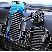Qifutan Car Phone Holder Mount Phone Mount for Car Windshield Dashboard Air Vent Universal Hands Free Automobile Cell Phone Holder Fit for iPhone Smartphone Carbon Fiber