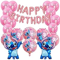 33Pcs Stitch Birthday Party Aluminum Film Balloons Set Stitch Birthday Party Supplies kids Party Decoration Balloons (Birthday Party Sets)
