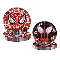 40PCS Spider Party Supplies Spider Tableware Disposable Paper Plates Red Black Super Hero Birthday Party Kids Favors Birthday Decor
