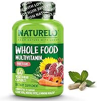 Whole Food Multivitamin for Teens - Vitamins and Minerals for Teenage Boys and Girls - Supplement for Active Kids - with Organic Whole Foods - Non-GMO - Vegan & Vegetarian - 60 Capsules
