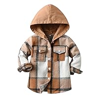 Baby Boys Girls Plaid Flannel Shirts Long Sleeve Lapel Button Down Shirt Jacket Tops for Kids 1-6T