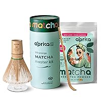 Japanese Matcha Powder 30g + Matcha Whisk & Holder Bundle by Aprika Life
