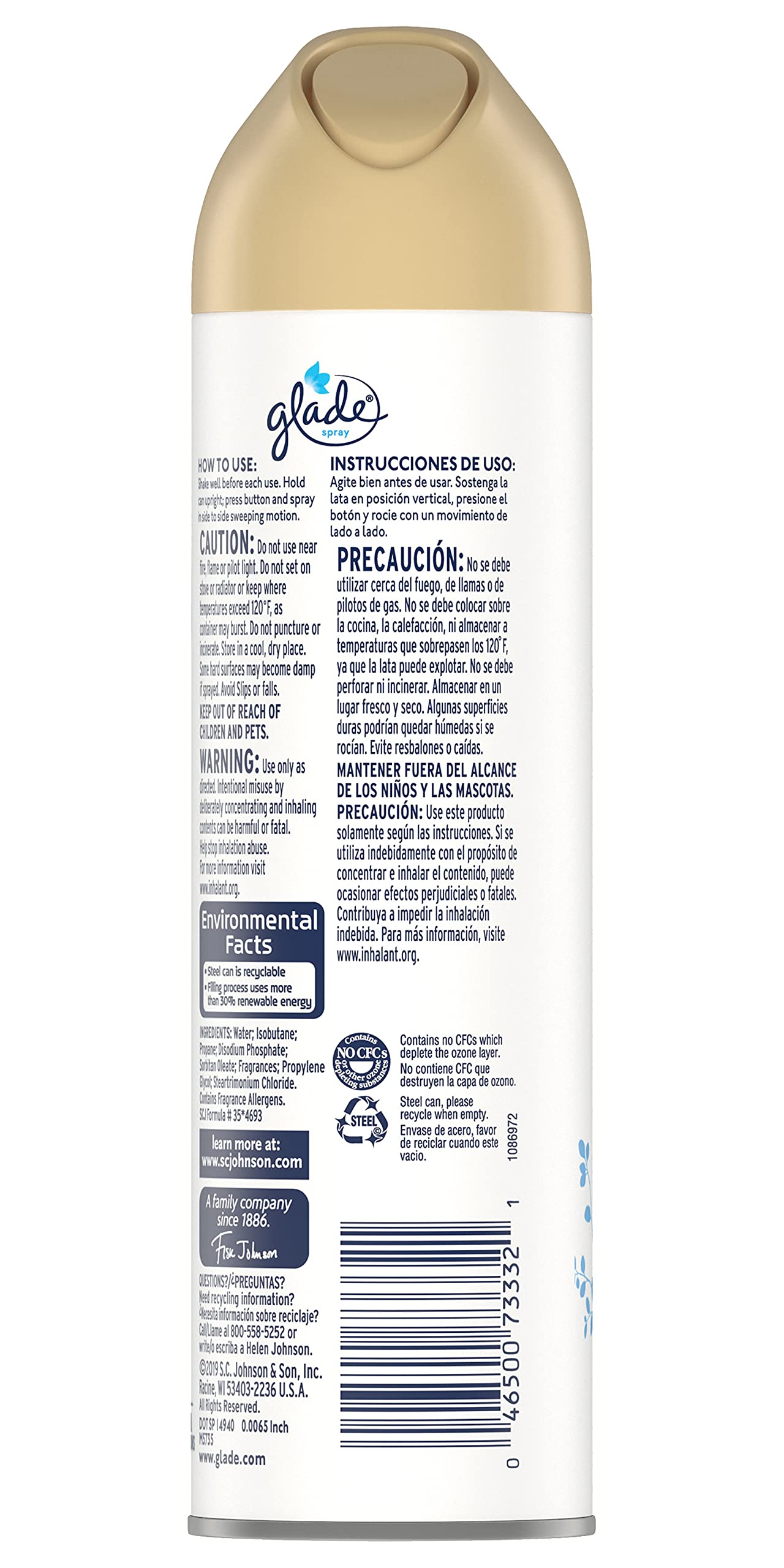 Glade Aerosol Air Freshener Clean Linen, 8 OZ (Pack of 6)