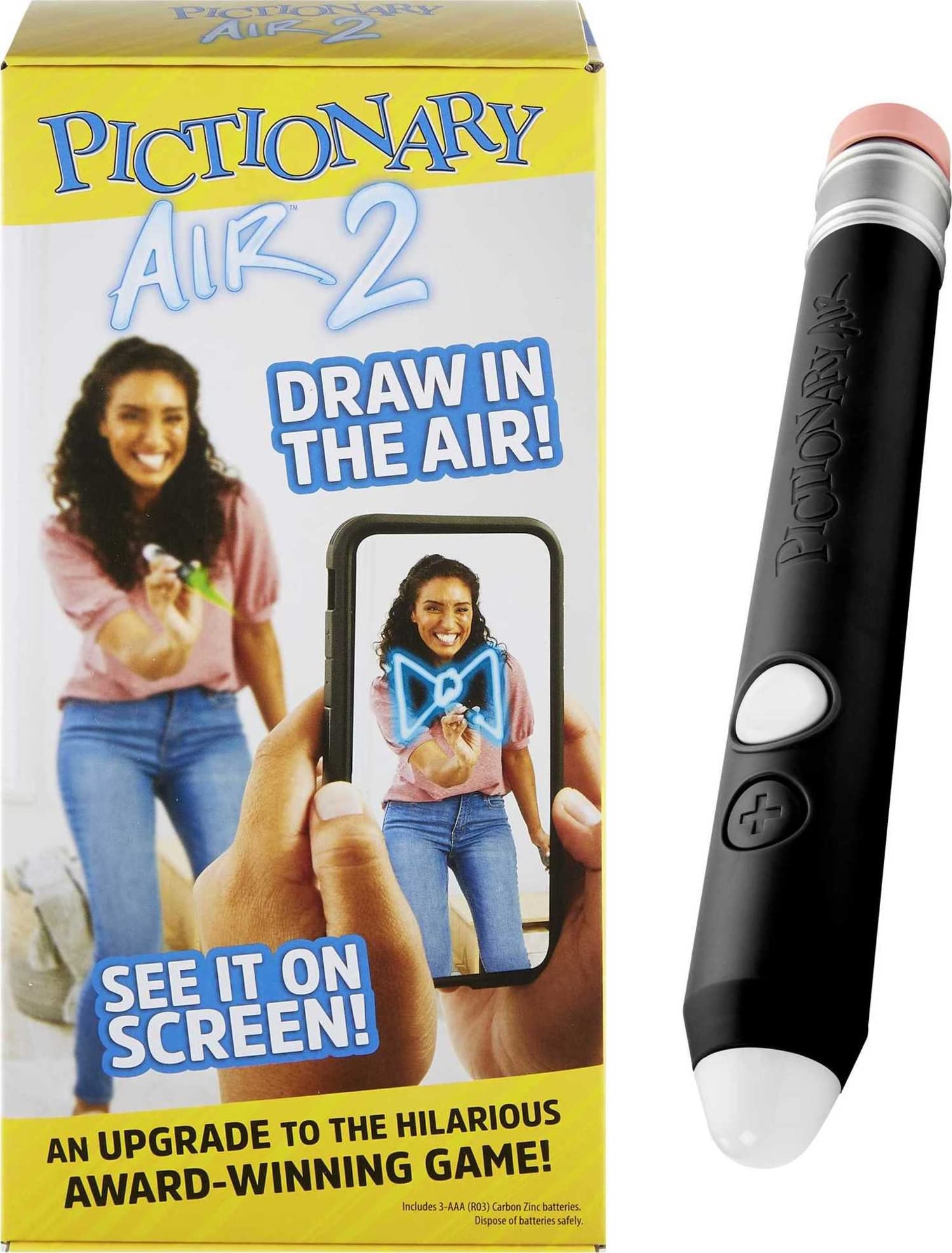Pictionary Air 2 Family Game for Kids and Adults with Exclusive Black Color Light Pen & Digital Clue Packs (Amazon Exclusive)