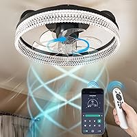 FIMEI Ceiling Fan with Lamps, 360° Oscillating Ceiling Fan, 6-Speed Reversible Fan & Stepless Dimming Light, Remote Control & APP, Modern Fan Lighting for Living Room, Bedroom, 50CM, Timer, Black
