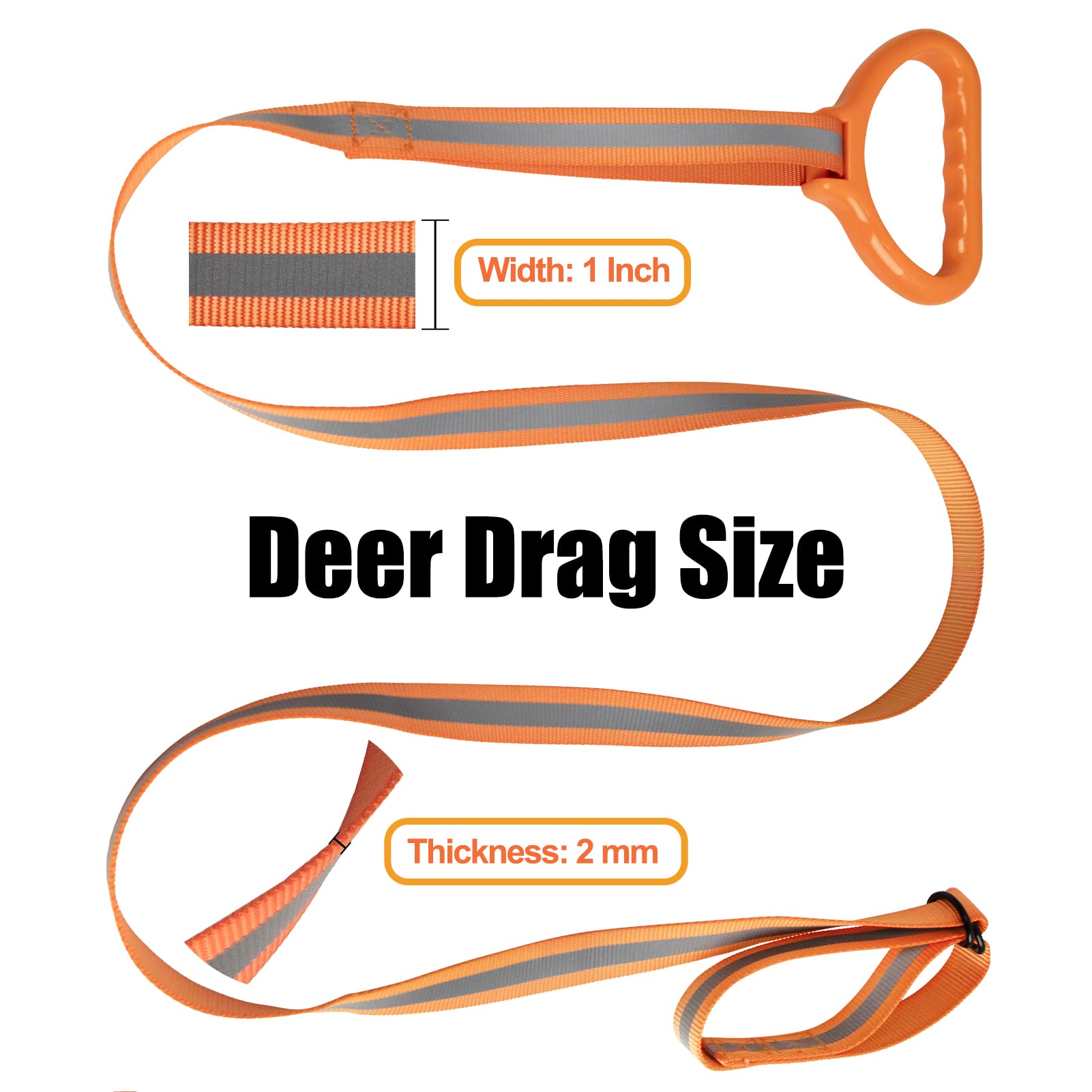 Hunthor 6.3ft Deer Drag Rope with Handle for Hunting Gear, 600lbs Deer Drag Harness, Deer Hunting Accessories for Big and Small Game