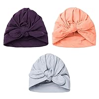 TiaoBug Set of 3 Newborn Baby Cotton Turban Knot Cap Rabbit Nursery Beanie Hospital Hat Headwrap Headwear Photography
