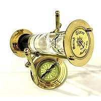 Brass Sand Timer with Compass Antique Desk Clock Vintage Hourglass Table Clock Decor