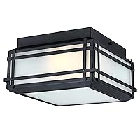 Westinghouse Lighting 6123600 Devyn Transitional Two Light Flush Ceiling Fixture, Textured Black Finish, Frosted Seeded Glass