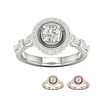 IGI Certified 14k Gold 5/8 Ct TDW Diamond Halo Engagement Ring (I-J,I2)