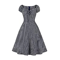 Women's Vintage Polka Dots 1950s Audrey Retro Rockabilly Prom Dress Summer 50's 60's A-Line Cocktail Party Swing Dress
