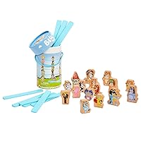 BLUEY – Wooden Stacking Game – 25 Build and Balance Pieces with Characters and Sticks in a Storage Tube – FSC Certified for Children 3 Years and Up