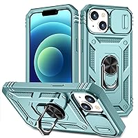 Case for iPhone 15 Plus, Camera Cover Phone Case with Rotation Ring Stand for Apple iPhone 15 Plus - Green