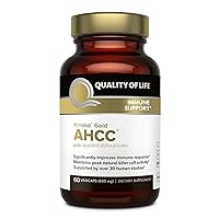 Premium Kinoko Gold AHCC Supplement–500mg of AHCC per Capsule–Supports Immune Health, Liver Function, Maintains Natural Killer Cell Activity & Enhances Cytokine Production–60 Veggie Capsules
