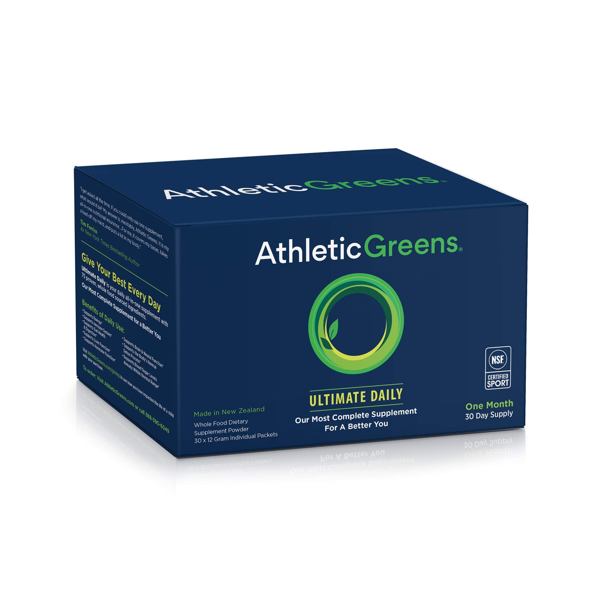 Athletic Greens Ultimate Daily, Whole Food Sourced All in One Greens Supplement, Superfood Powder, Gluten Free, Vegan and Keto Friendly,Travel Packs (Travel Packs, 30 Count)