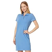Tommy Hilfiger Women's Short Sleeve Collared Polo Dress, Blue Haze