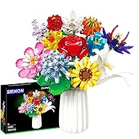 SIENON Flower Bouquet Building Set-1001 PCS 12 Kinds of Flowers Botanical Collection, Building Blocks Flower Brick Toys Creative Project for Home Room Décor Valentines’ Day Christmas Birthday