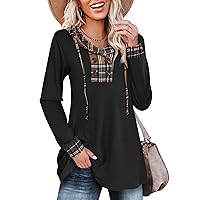 Youtalia Women's Casual Hoodies Tunic Tops Long Sleeve Button Hooded Sweatshirts Pullover with Drawstring
