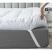 WhatsBedding 5 Inch Goose/Duck Feather Bed, Extra Thick Mattress Topper Queen Size, 100% Cotton 2500 GSM Overfilled Pillow Top, Hotel Collection Mattress Topper, 60x80 in