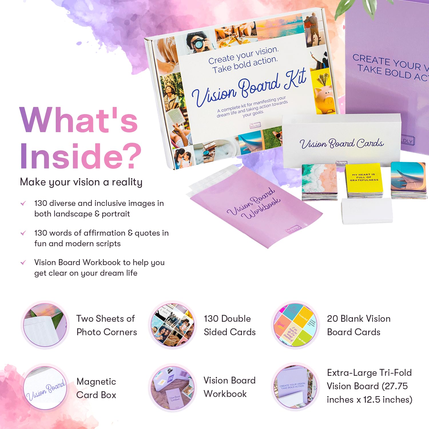 Buy Only Boldly Vision Board Kit, Vision Board Book, Affirmation Cards,  and Quotes, Vision Board Book for Women, Manifestation Journal & Planner, All-in-One Vision Board Kit