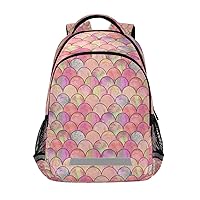 Blush Pink Mermaid Scales Backpacks Travel Laptop Daypack School Book Bag for Men Women Teens Kids