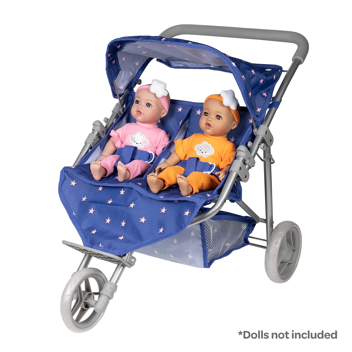 ADORA Baby Doll Stroller, Starry Night Stroller Twin Jogger Stroller, Fits Dolls Up to 16 inches