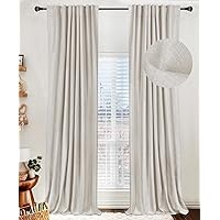 100% Blackout Shield Linen Blackout Curtains for Bedroom 96 Inches Long,Back Tab/Rod Pocket Living Room Drapes,Thermal Insulated Textured Blackout Curtains 2 Panels Set,50
